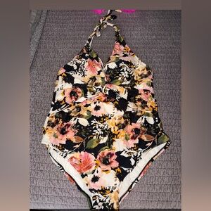 Floral Halter One-Piece Swimsuit